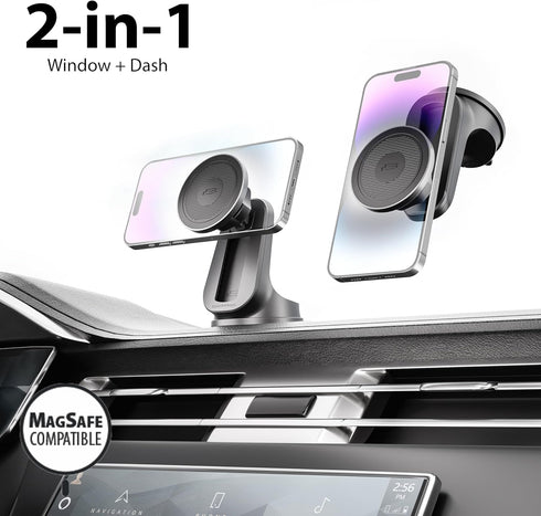 Bracketron MagAlign Magnetic Windshield Dashboard Cell Phone Mount, Compatible with Apple MagSafe and All Phones,