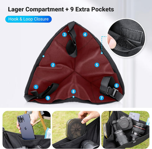 9 JJC Tripod Weights Stone Bag, Heavy Duty Weighted Sand Bags for Tripod Easel Light Stand Photography Astrophotography