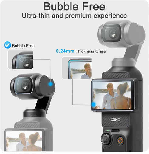 FiTSTILL 3pcs Lens Protector + 3pcs LCD Screen Protector for DJI Osmo Pocket 3 Camera, Ultra-Clear Tempered Glass Film