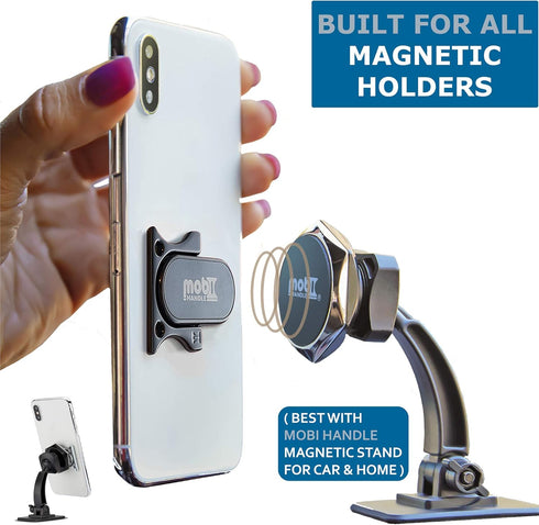 Phone Grip Holder Ring Kickstand, Unique 3-Finger Shape for Comfort and Security with Strap, Lightweight, Durable,