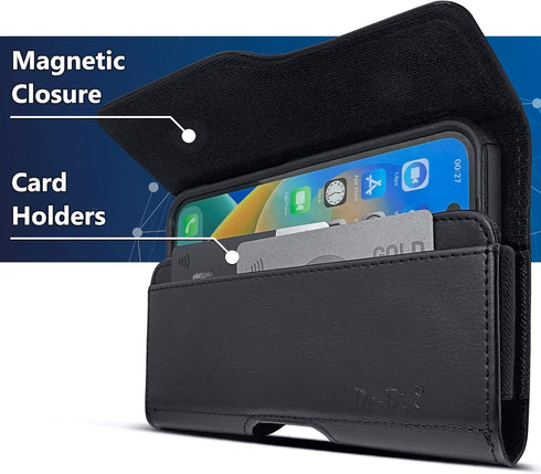 Holster for iPhone 15 Pro Max, 14 Plus, 13 Max, 12 Max, 11 Max, Xs Max, Leather Cell Phone Belt Holder