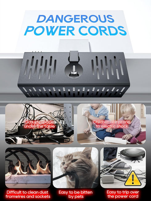 NODOCA No Drill Under Desk Cable Management Tray - 14'' Wire Organizer, Punch-Free Clamp, Black