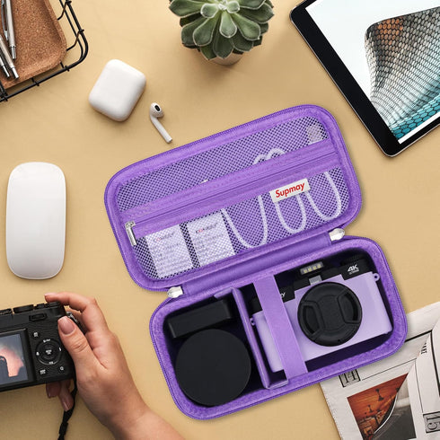 Vlogging Camera Case for Duluvulu/TEBNGIHNM/zheozeig/Oiadek 4K Digital Camera, Carrying Case for Lens, USB Cable,