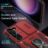 DEERLAMN Military Grade Case for Samsung Galaxy S23 with Slide Camera Cover & Screen Protector - Red