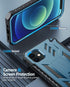FNTCASE iPhone 12 Pro Case: Rugged Military Grade Drop Proof Cover with Kickstand, Matte Textured TPU, 6.1" - Blue