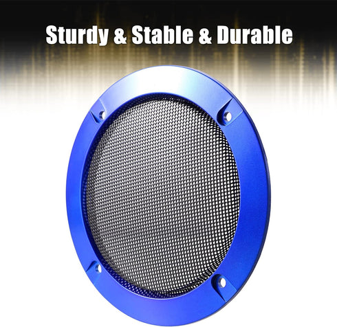X AUTOHAUX 4 Inch Car Metal Audio Speaker Grill Cover, Mesh Woofer Horn Guard, Decorative Circle Grille Protector Blue