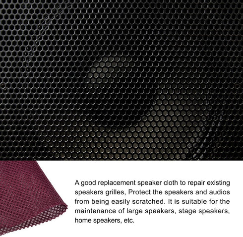 Speaker Grill Cloth - Stereo Mesh Fabric Protective Dustproof Cloth for Home Speaker Repair, Burgundy