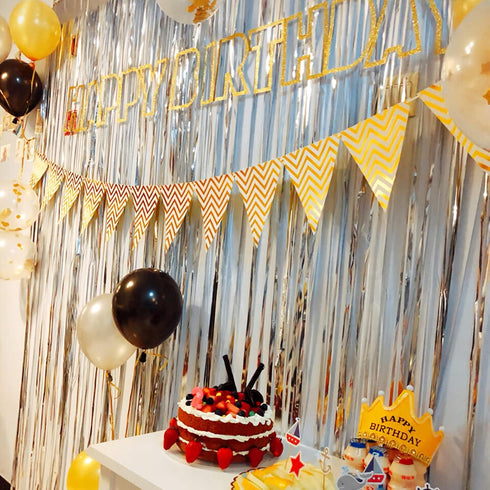 2 Pcs Silver Metallic Tinsel Foil Fringe Curtains, 3.28 ft x 6.56 ft Streamers for Party Decorations Supplies