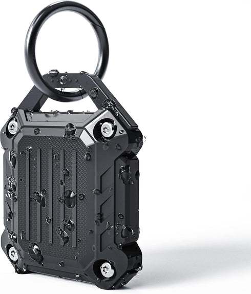 Dovick Waterproof Airtag Keychain Holder Case, Screw Full Cover for Apple Air Tag Tracker Key Ring, Black 1 Pack
