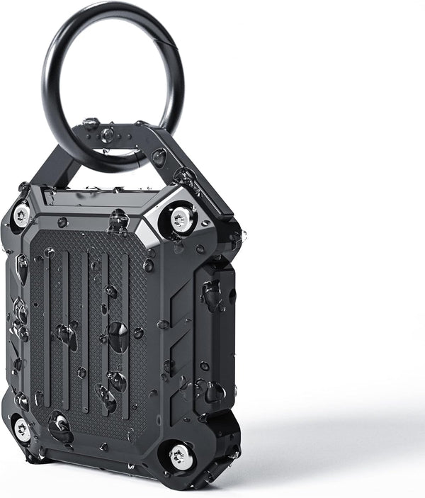 Dovick Waterproof Airtag Keychain Holder Case, Screw Full Cover for Apple Air Tag Tracker Key Ring, Black 1 Pack