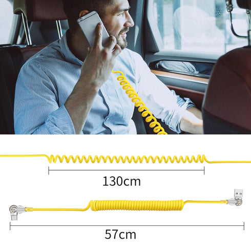 YACSEJAO Coiled USB Type C Cable Fast Charging 1.8m, 180° Double Rotating USB C Charger Cable for Home, Office