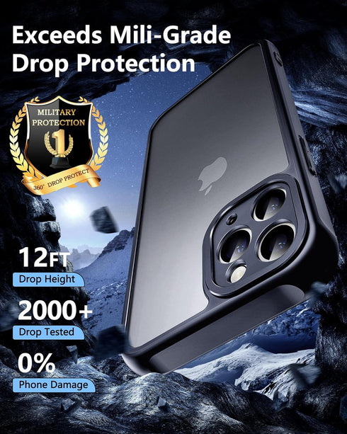 3 in 1 iPhone 11 Pro Max Case, Anti-Yellowing Military-Grade Protection with 2 pcs Screen Protector, Black