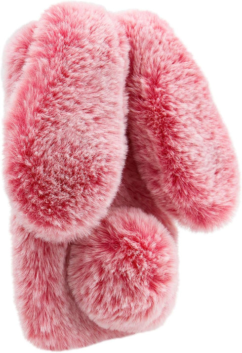 3D Bunny Ears Plush Case for iPod Touch 5/6/7, Winter Warm Handmade Bling Diamond Soft Cover, Pink