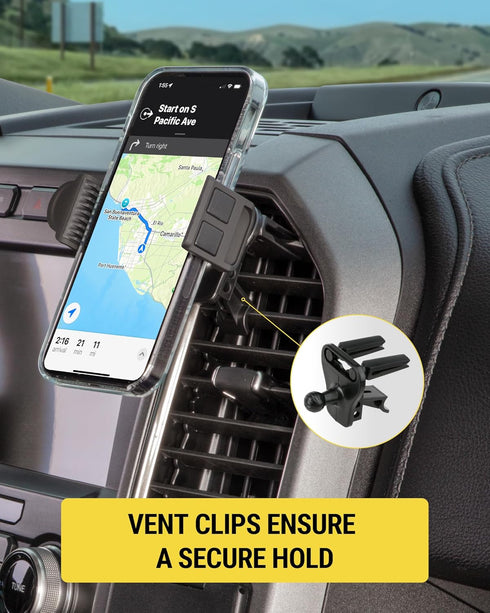 Scosche HVM2-1 360 16/15/14/13/12 3.5 inches Vent Phone Mount for Car, Adjustable Cellphone Stand, Hands-Free Cell