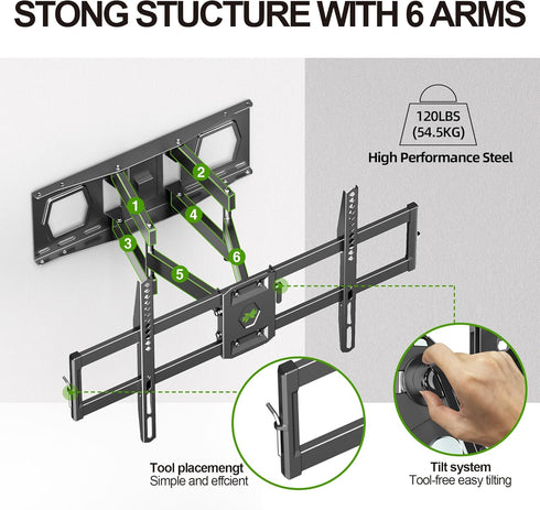 USX MOUNT Full Motion TV Mount for 37-86 Inch Flat Screen, Dual Articulating Arms, Max VESA 600x400mm