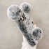 LUVI Plush Furry Case for iPhone 12, Cute Cartoon Bear Ear with Bling Glitter, 3D Diamond Bowknot, Gray