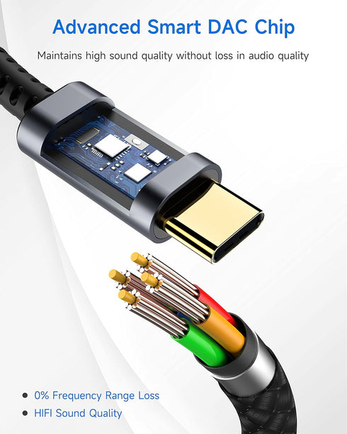 USB Type C to 3.5mm Female Headphone Jack Adapter, 2-Pack USB C to Aux Audio Dongle for iPhone and Galaxy