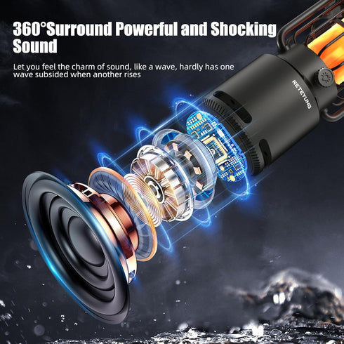 Outdoor Bluetooth Speakers, LED Flame Light, Wireless Portable Speaker, IP65 Waterproof for Camping/Patio