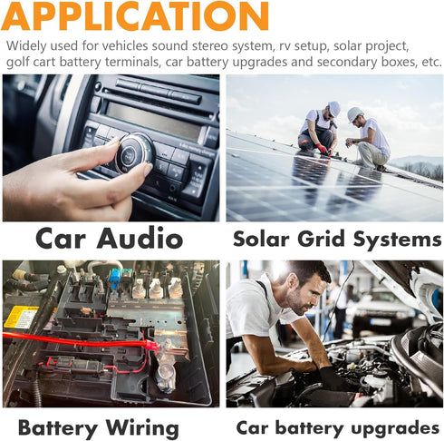 Jeemiter 4 Gauge Wire, 50ft Copper Clad Aluminum, Primary Automotive Wire, Battery Cable with Lugs Terminal Connectors