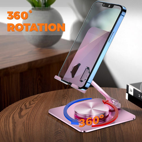 Rotatable Foldable Phone Stand for Desk, Fully Adjustable Desktop Holder Cradle Dock Compatible with iPhone 14 13 12 11