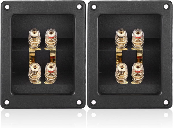 Facmogu 2PCS Rectangle 4-Way Speaker Terminal Box with Gold-Plated Binding Post for DIY Applications & 4PCS Screws