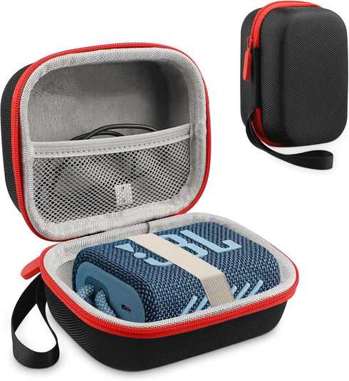 Hard Case for JBL GO3 / Go 3 Eco Portable Bluetooth Speaker, EVA Protection Case for Outdoor Use (Black+Red)