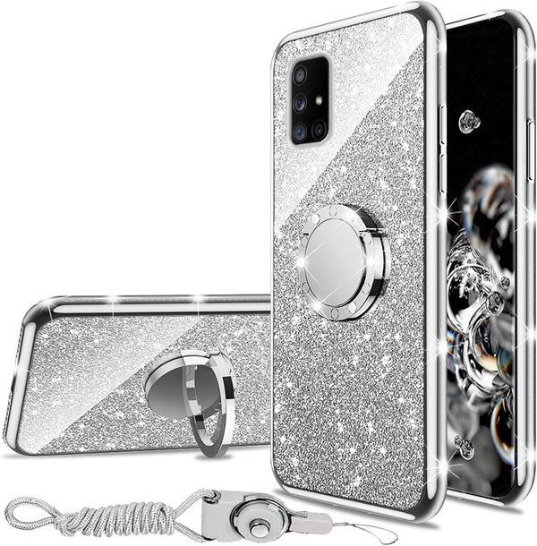 nancheng for Samsung Galaxy A71 5G Case with Ring Stand Strap, Shockproof Protection Cover