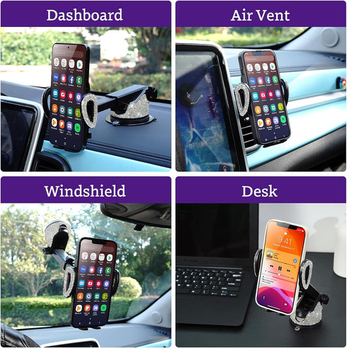 eing Car Phone Mount Holder for Dashboard Air Vent Windshield, Compatible with iPhone 12/11/11 Pro/8 Plus and Samsung