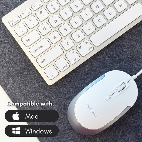 Macally USB Wired Keyboard and Mouse Combo for Mac & PC, Compact Small Keyboard for MacBook Pro/Air