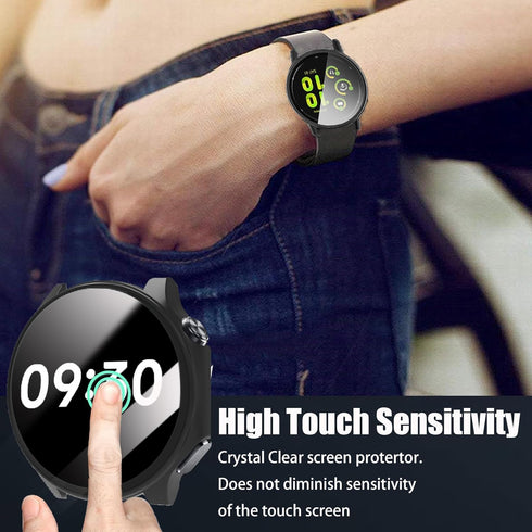 Lamshaw Hard PC Case for OnePlus Watch 2 with Screen Protector, Compatible Smartwatch Case (Black)