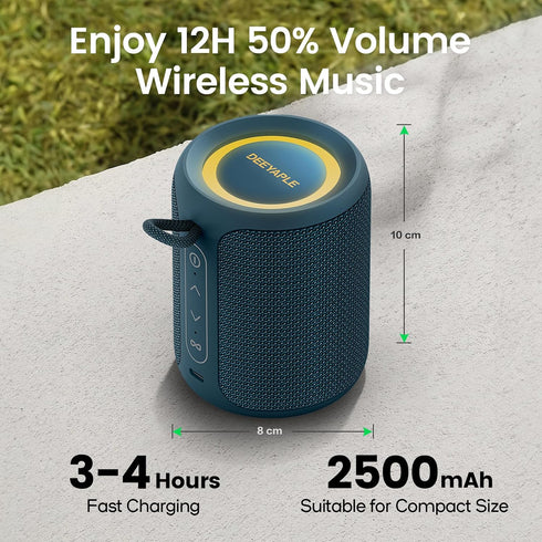 Deeyaple Wireless,IP67 Lights,15W 2500mAh BT5.3, Bluetooth Speaker Waterproof & Dustproof Portable Speaker with Loud