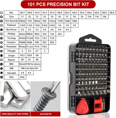 STREBITO 124-Piece Precision Screwdriver Set, Magnetic Electronics Tool Kit for Computer, Laptop, Cell Phone