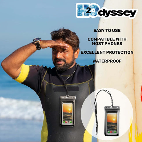 Waterproof Phone Case and Lanyard - Excellent Protection Floats in The Water (Black)