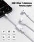 GetsISKON 17/16/15 6/5/4, USB C to Lightning Headphone Audio Adapter, Type C Male to Female Lightning Earphone