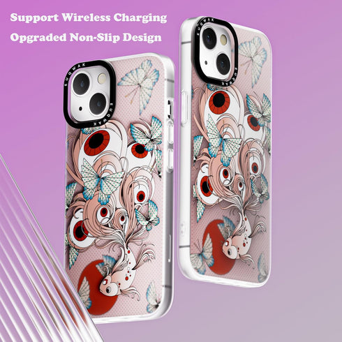 iPhone 15/14 Pink Butterfly Case - Cute Aesthetic TPU Bumper, Shockproof Phone Cover for Women & Girls, 6.1 Inch