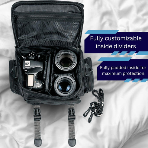 Ultimaxx Large Fully Padded Gadget Bag with Dual Buckles for SLR Cameras & Camcorders, Compatible with Sony, Nikon,