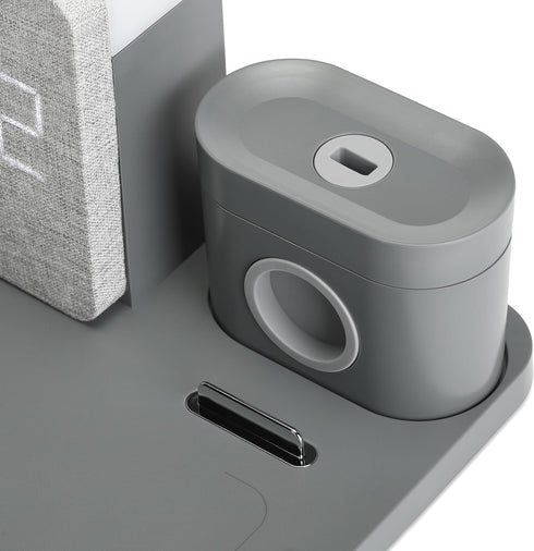 6 in 1 Fast Charging Station, 10W Wireless Charger with Alarm Clock and Night Light, Compatible with iPhone
