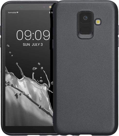 kwmobile Case for Samsung Galaxy A6 (2018) - Soft Slim Metallic TPU Silicone Cover - Metallic Grey