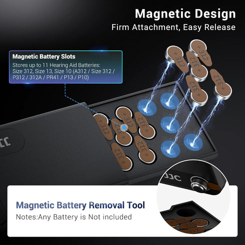 JJC 312 13 10 LR41 11x A312 Size312 P312 PR41 P13 P10 AG3, Portable Size Battery Case Holder Storage, Pop-up Design