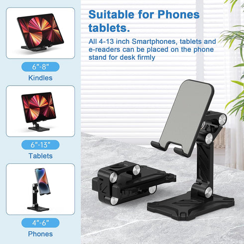 Foldable Phone Stand Desk for Samsung Galaxy S23 Ultra, iPad, iPhone 15, Height Adjustable Tablet Cradle Desktop Dock