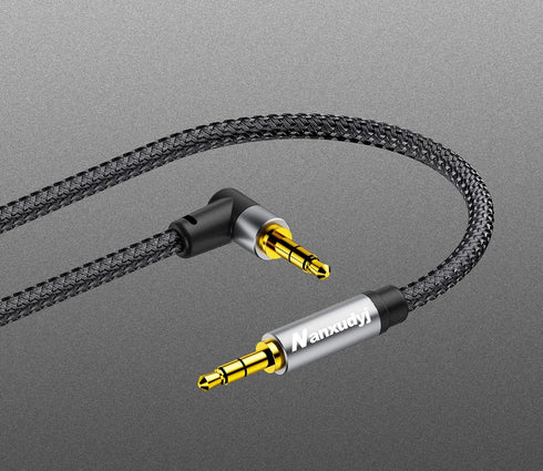 3.5mm Audio Cable 3ft, Stereo Aux 3.5mm to 3.5mm Right Angle TRS Cable, Compatible for Headphones, Tablets, Speakers