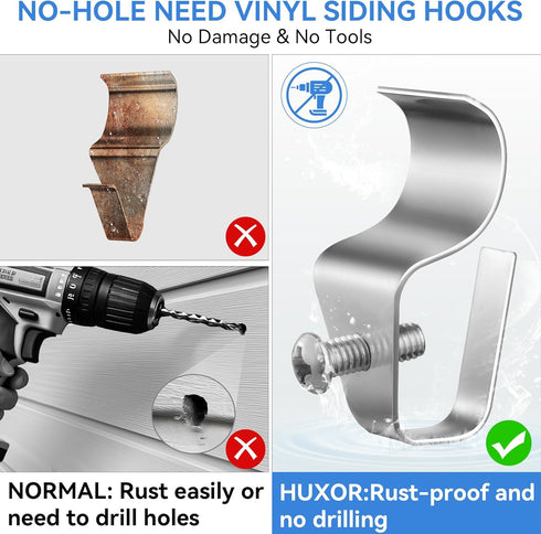 Vinyl Siding Clips Hooks, No-Hole Needed Outdoor Siding Screws Hanger for Mount Home Security Camera (40 Pack)