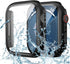 Goton Waterproof Case for Apple Watch Screen Protector 45mm Series 7 8 9, Tempered Glass Face Cover for iWatch