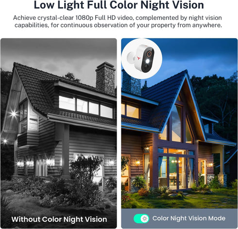 GlowPop 1080p 2-Way 2.4G (1 Wireless Security Camera with AI Human Detection, Night Vision, Talk, Cloud Storage, WiFi