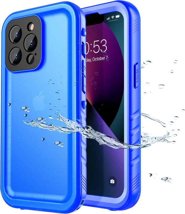 SPORTLINK Waterproof Case for iPhone 13 Pro, Full Body Shockproof Dustproof Phone Screen Protector, Blue