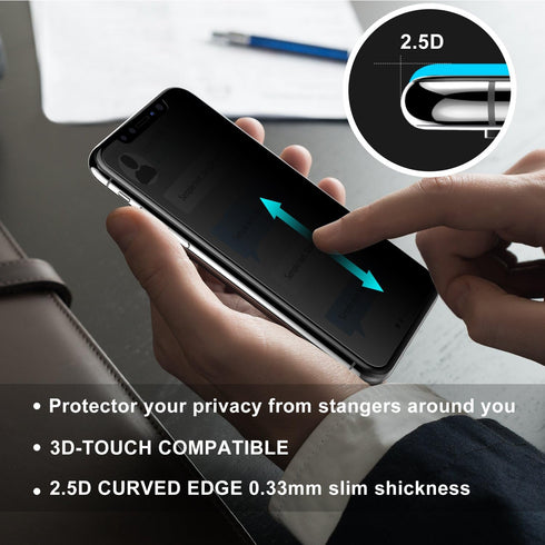 Entwth iPhone X Privacy Screen Protector - 3D Touch, 9H Hardness, Anti-Spy, Scratch & Fingerprint, Easy Install, 2