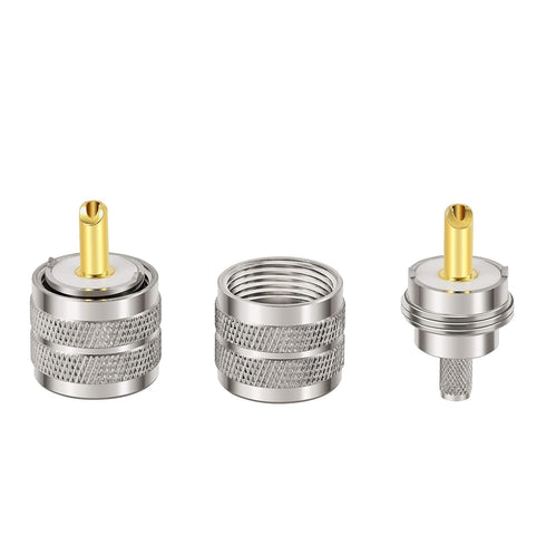 PL-259 UHF Male Plug Crimp Coax Connector Adapter for RG58 LMR195 3D-FB RG142 KSR195 RG400 Cable, Pack of 5