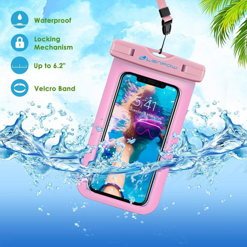 GLBSUNION 4-Pack Universal Waterproof Phone Pouch, IPX8 Dry Bag for Pools, Beach, Kayaking, Fits iPhone 15 and Galaxy