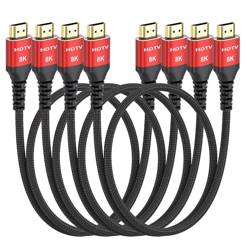 8K HDMI Cables 3FT 4-Pack, High Speed 48Gbps HDMI 2.1 Cord for