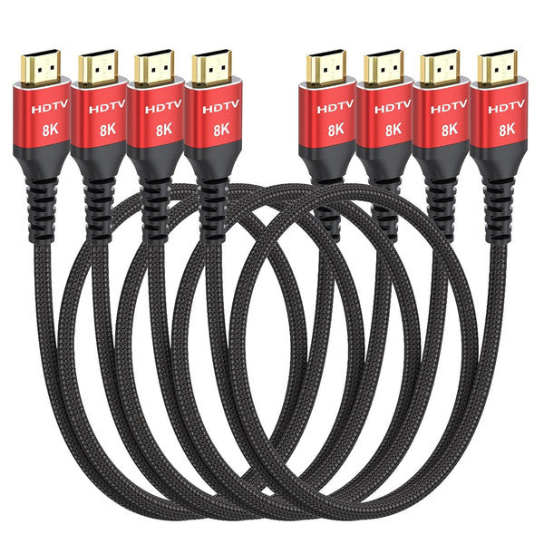 8K HDMI Cables 3FT 4-Pack, High Speed 48Gbps HDMI 2.1 Cord for